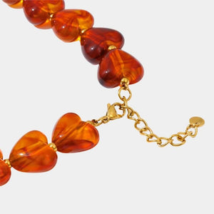 Amber Heart Beaded Necklace