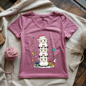 Woolly Christmas Tower Lady V-neck