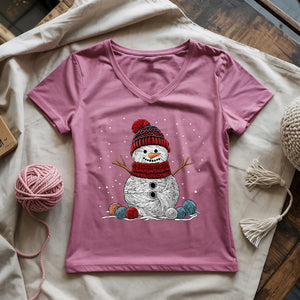 Yarn Snowman Lady V-neck