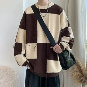 Checkered Knit Sweater