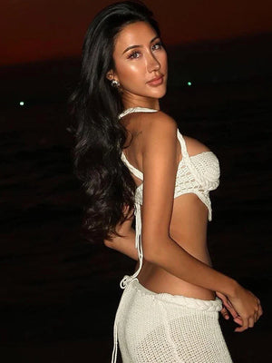 Crochet Crop Top & Maxi Skirt Two Piece Set