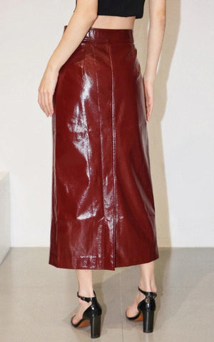 Faux Leather Midi Pencil Skirt