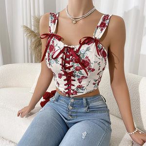 Lace-Up Corset Crop Top