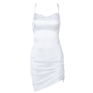 Parisian Lace Up Satin Dress