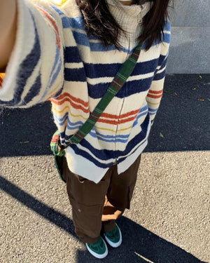 Prep School Striped Zip Up Long Sleeve