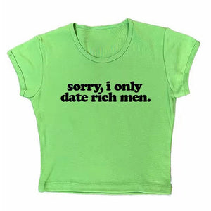 I Date Only Rich Men Y2K Crop Top
