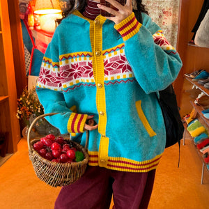 Lemon Chalet Pattern Cardigan