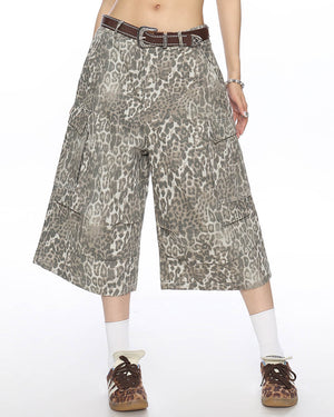 Animal Instincts Leopard Print Cargo Shorts