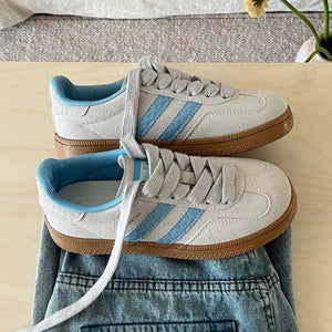 Light Grey & Blue Stripe Sneakers