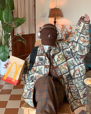 Oversized Cat Print Jacket