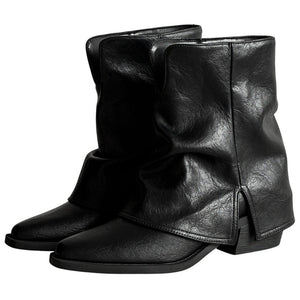 Slouchy Fit Block Heel Boots