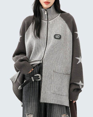 Star Girl Aesthetic Zip Up Sweater