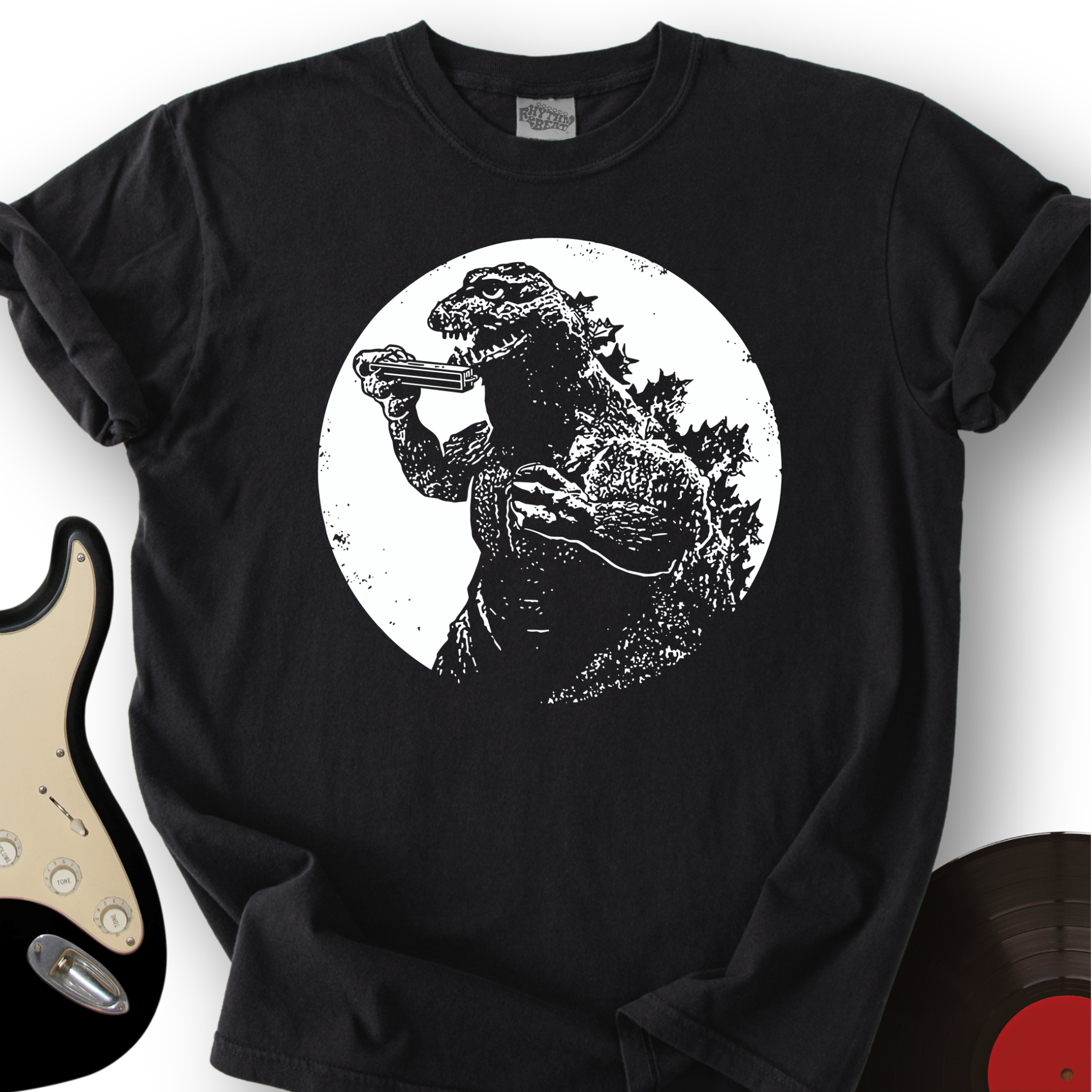 Dinosaur Playing Harmonica T-Shirt