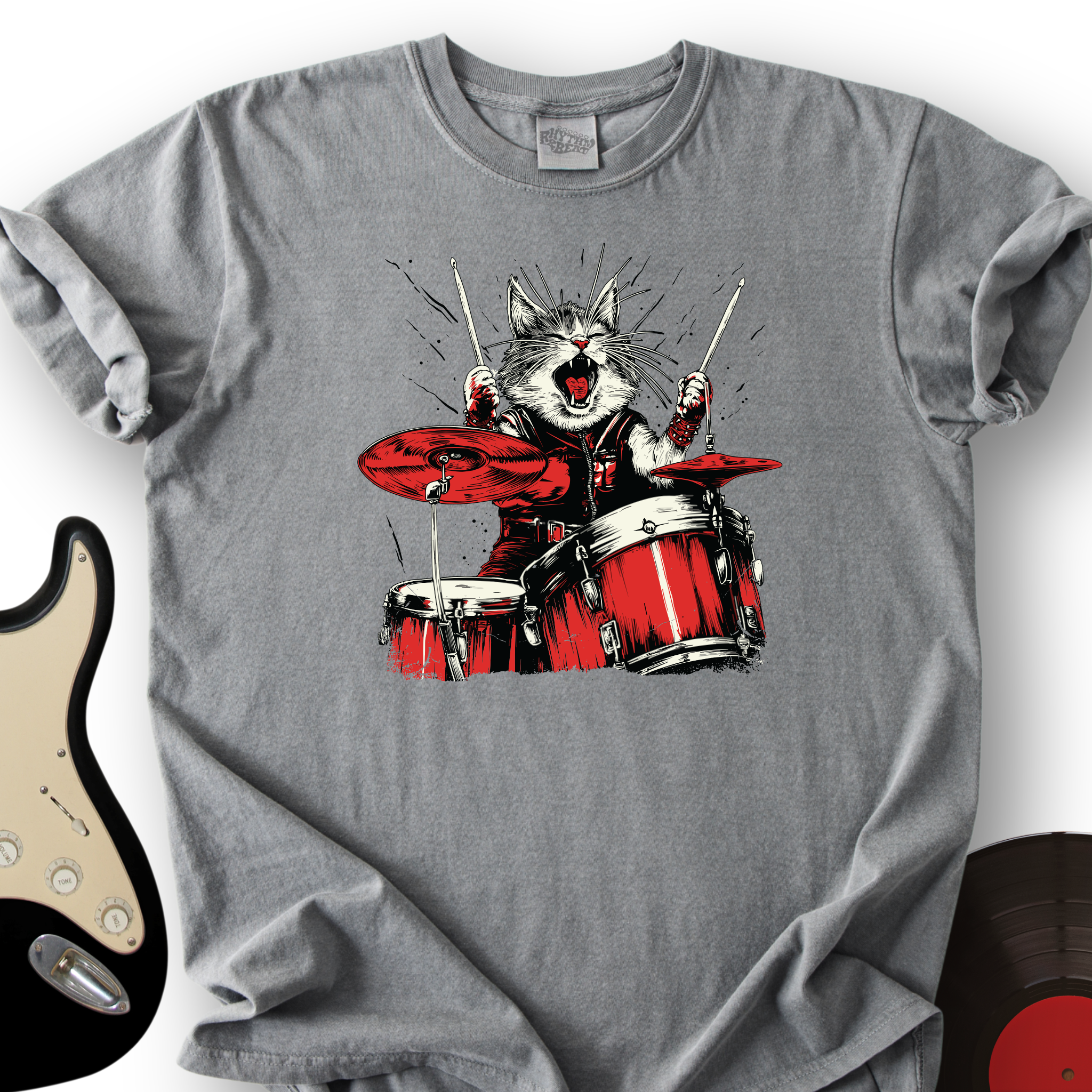 Cat Playing Drums T-Shirt