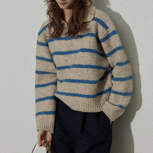 Grandpa Aesthetic Striped Polo Jumper