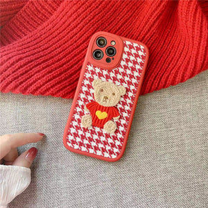 Bear Embroidered iPhone Case