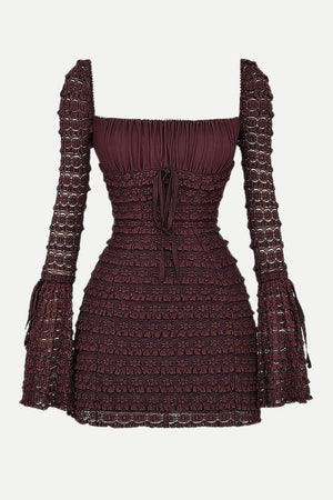 Coffee Ruched Mini Dress