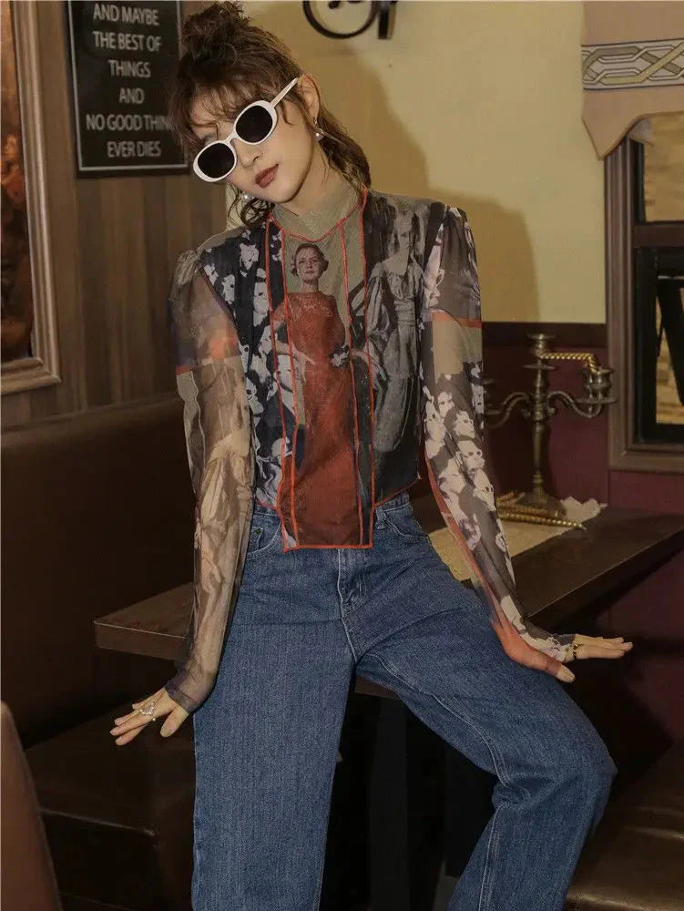 Collage Mesh Top