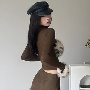Fluffy Leopard Top