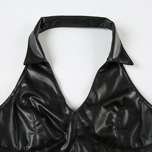 Goth Faux Leather Crop Top