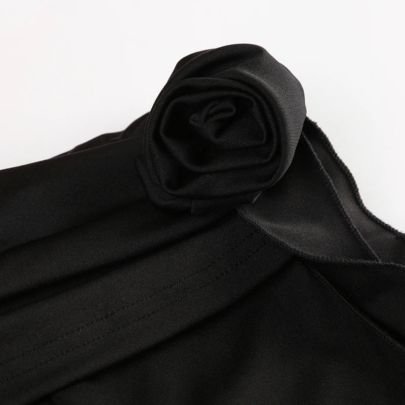 Goth Ruched Flower Flare Pants