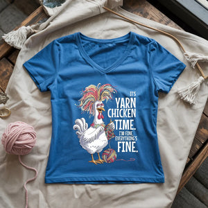 Yarn Chicken Time Lady V-neck