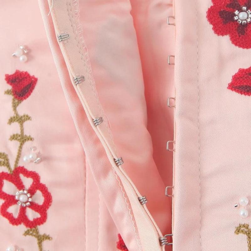 Soft Girl Embroidered Beaded Corset Top