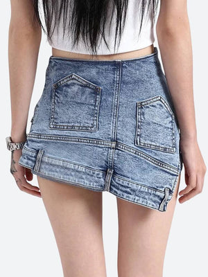 Upside Down Denim Mini Shorts