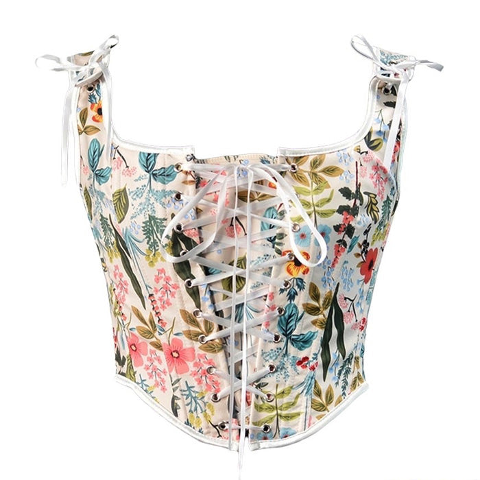 Vintage Floral Print Corset