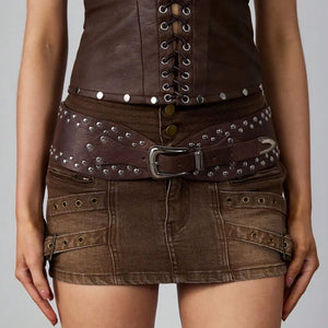 Wide Studded Western Belt