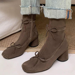 Balletcore Square-Toe Ankle Boots