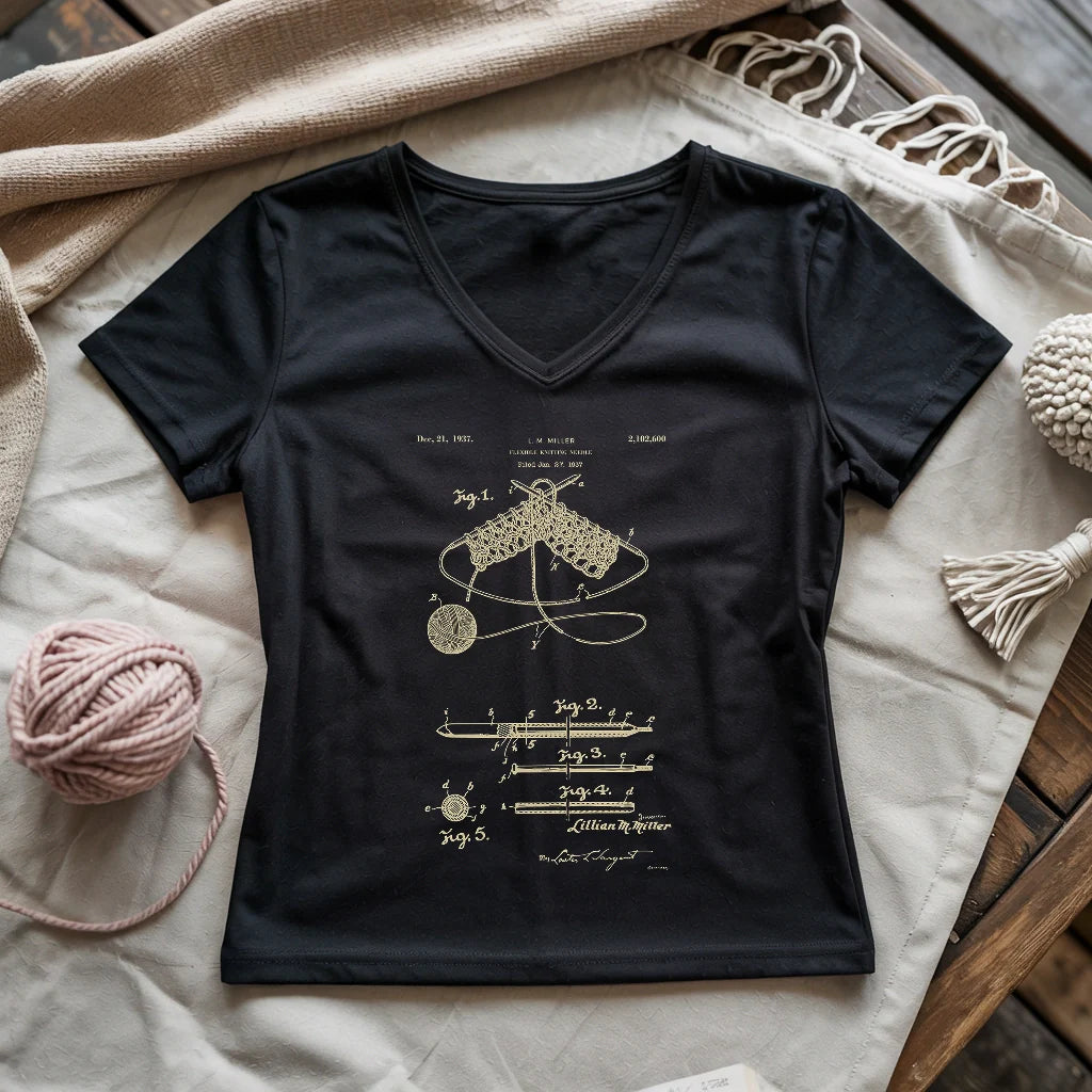 Vintage Knitting Pattern Lady V-neck