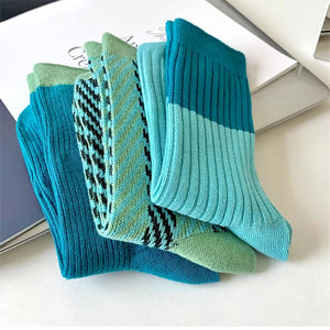 Blue & Green Patterned Socks
