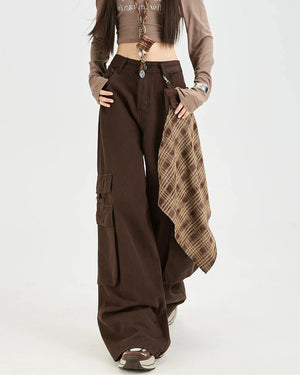 Brown Plaid Shirt-Tied Jeans