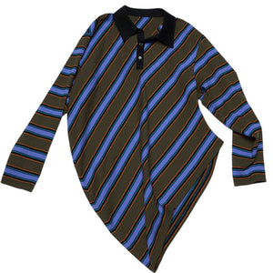 Brown Blue Stripe Rugby Polo
