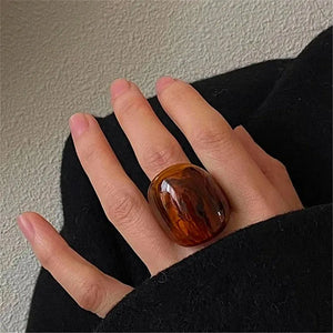 Brown Chunky Resin Ring