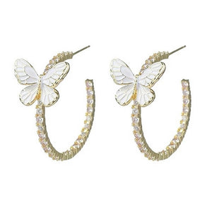 Butterfly Crystal Hoop Earrings
