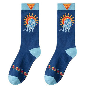 Celestial Sun and Lion Print Socks