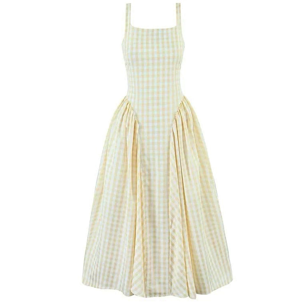 Cottagecore Picnic Gingham Dress