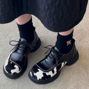 Cow Print Oxford Boots