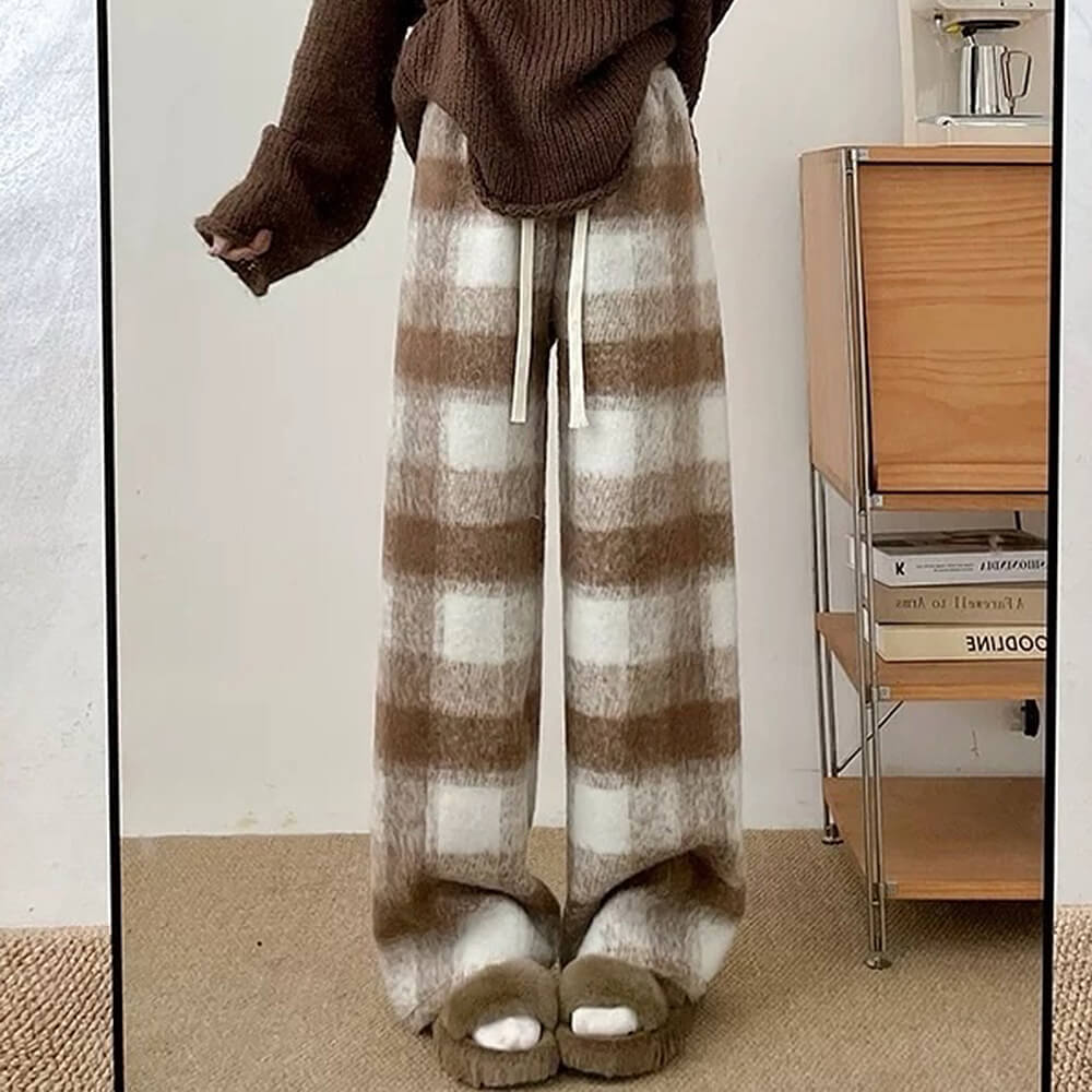 Fall Feels Cozy Plaid Trousers