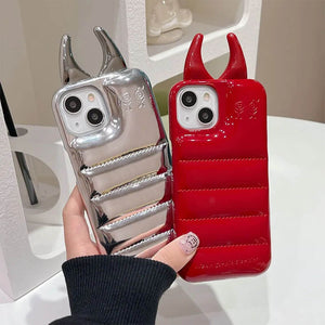 Devil Horns Puffer iPhone Case