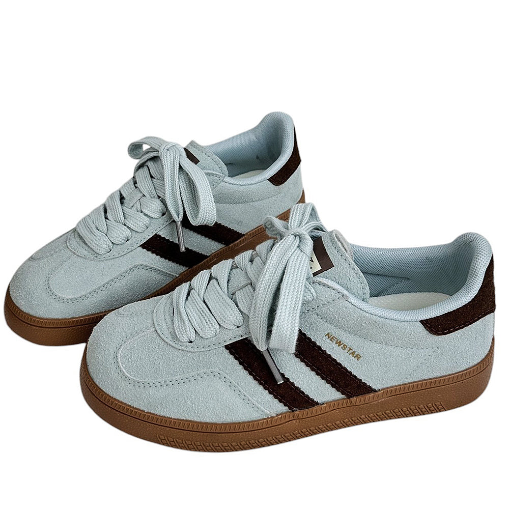 Dusty Blue & Brown Stripe Sneakers