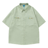 Floral Embroidery Gingham Shirt