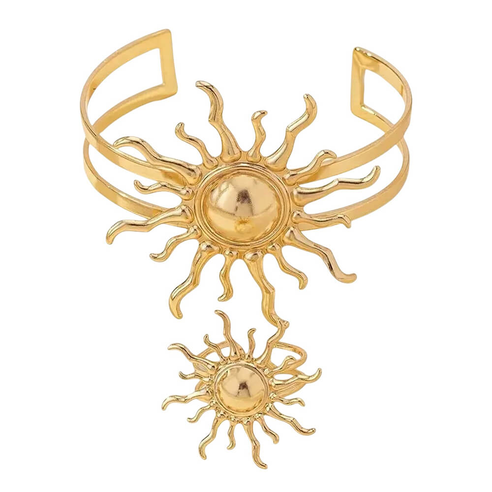 Gold Sun Bracelet and Ring Set