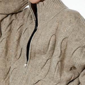 Grandpa Style Cable Knit Zip Jumper