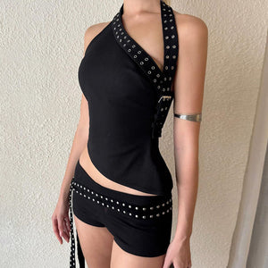 Grunge Asymmetric Top & Mini Shorts Co-Ord