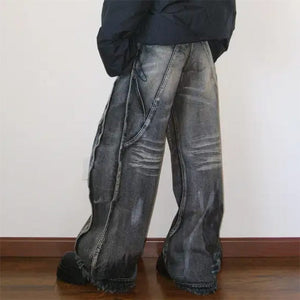 Grunge Wide-Leg Cargo Jeans