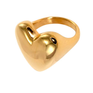 Chunky Heart Gold Ring