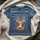 Red Nose Yarndeer Lady V-neck